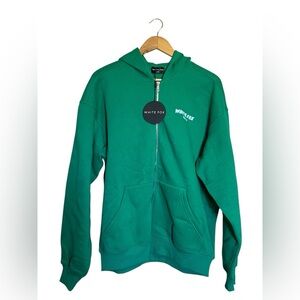 White Fox Green Zip-Up Hoodie Size S/M